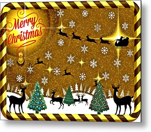 Merry Christmas Metal Print featuring the digital art Mod Cards - Reindeer Games - Merry Christmas #2 by Aurelio Zucco
