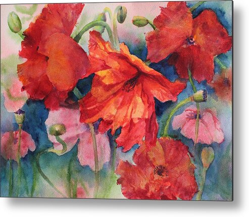 Flowers Metal Print featuring the painting Oriental Poppies by Ruth Kamenev