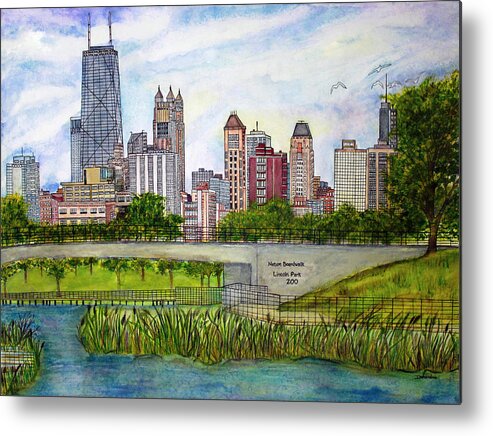 Chicago Metal Print featuring the painting Chicago Skyline by Janet Immordino