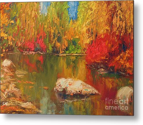 Sean Wu Metal Print featuring the painting Fall Color #3 by Sean Wu