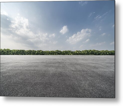 Tranquility Metal Print featuring the photograph Empty Parking Lot #7 by Copyright Xinzheng. All Rights Reserved.