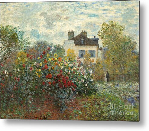 French Metal Print featuring the painting A Corner of the Garden with Dahlias by Claude Monet