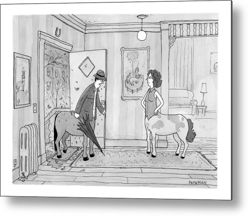 Husbands Coming Home Metal Print featuring the drawing A Male Centaur by Jason Patterson