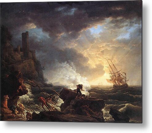 Shipwreck Metal Print featuring the painting A Shipwreck by Claude Joseph Vernet