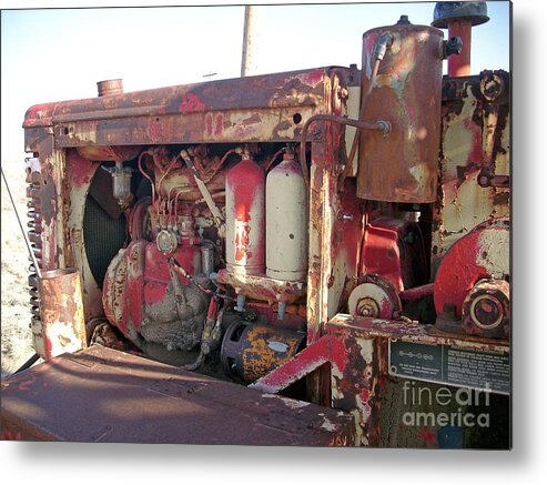 Farm Metal Print featuring the photograph Abandoned Farm Equipment Tractor Engine by Birgit Seeger-Brooks