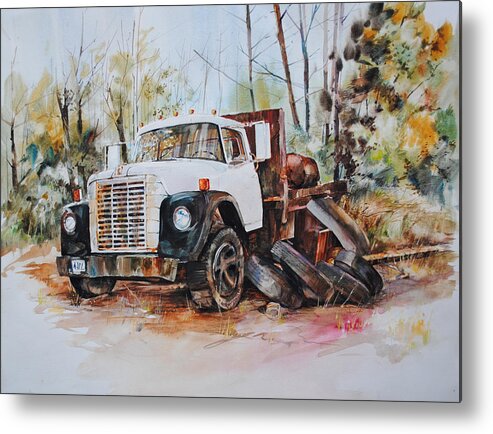 Old Truck Metal Print featuring the painting Abandoned by P Anthony Visco