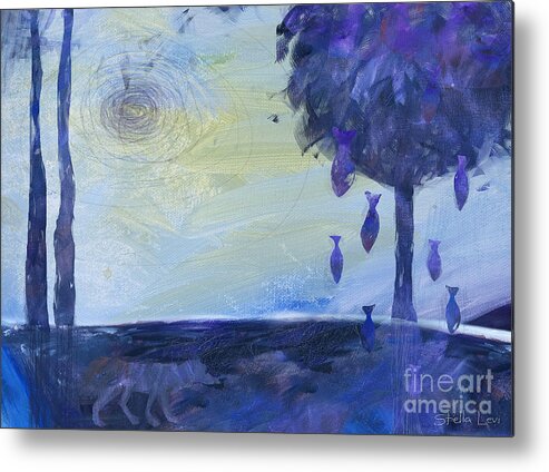 Abstract Metal Print featuring the painting Abstract Dreamlike Nature by Stella Levi