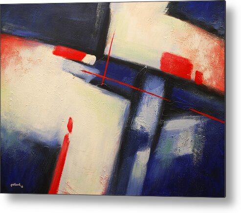 Abstract Metal Print featuring the painting Abstract Red Blue by Glenn Pollard