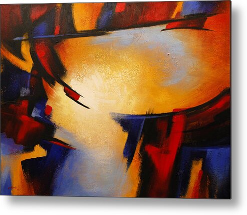 Abstract Metal Print featuring the painting Abstract Red Blue Yellow by Glenn Pollard