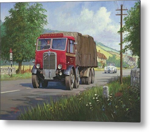 Lorry Metal Print featuring the painting AEC Mammoth Major in Devon by Mike Jeffries