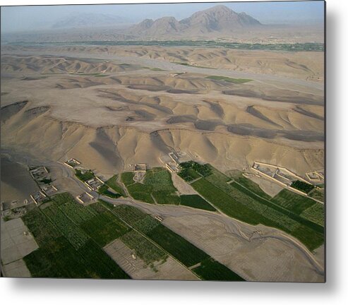 Afghanistan Metal Print featuring the photograph Afghan village from the air in Helmand Province by Jetson Nguyen