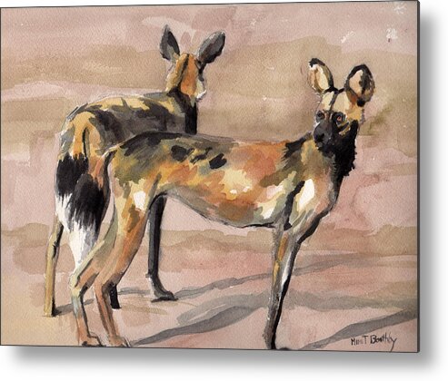 Dogs Metal Print featuring the painting African Painted Dogs by Mimi Boothby