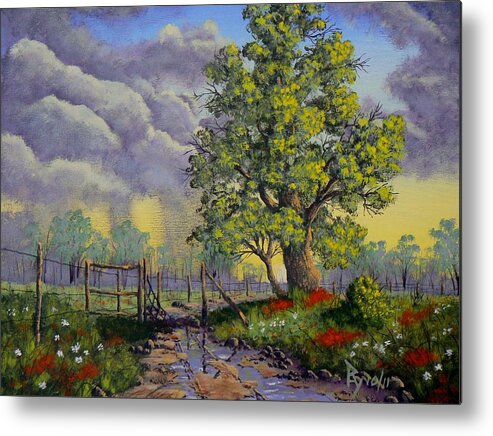 Landscape Metal Print featuring the painting After the Storm by Ray Nutaitis