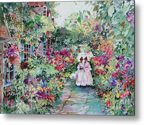 Victorian Women Metal Print featuring the painting Afternoon Poetry by Sherri Crabtree