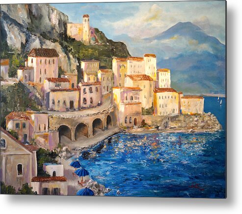 Amalfi Coast Metal Print featuring the painting Amalfi Coast Highway by Alan Lakin