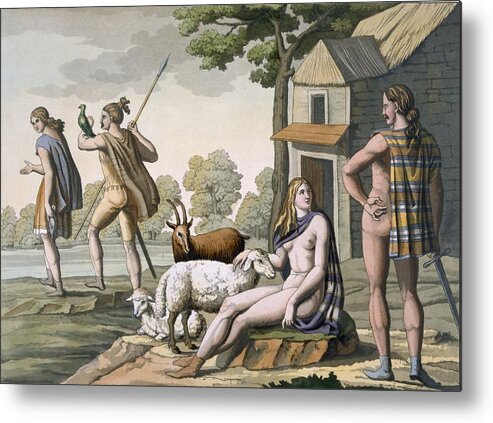 Illustration Metal Print featuring the drawing Ancient Gauls, C.1800-18 by Italian School
