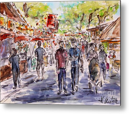 Watercolour Metal Print featuring the painting annual fair II by Almo M