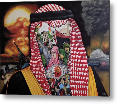 Political Painting Metal Print featuring the painting Arab Revolution by O Yemi Tubi