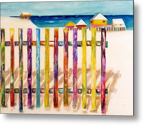 Beach Metal Print featuring the painting At The Beach by Frances Marino