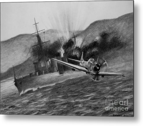 Sbd Metal Print featuring the drawing Attack on the Yura by Stephen Roberson