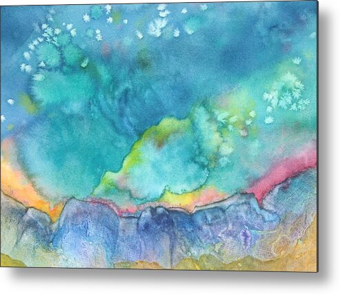 Sky Metal Print featuring the painting Aurora Borealis by Nancy Jolley