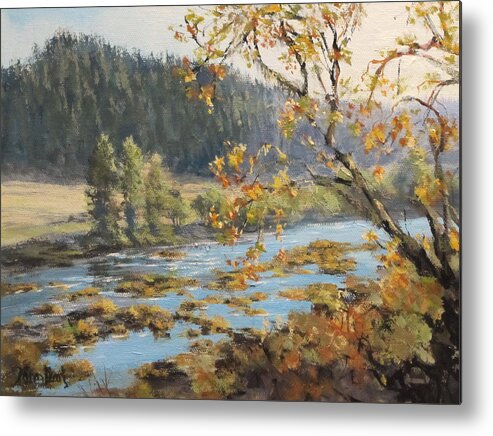 Landscape Metal Print featuring the painting Autumn Afternoon by Karen Ilari