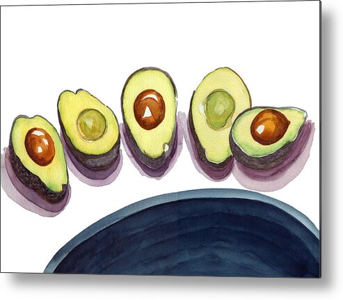 Avocados Metal Print featuring the painting Avocados by Katherine Miller