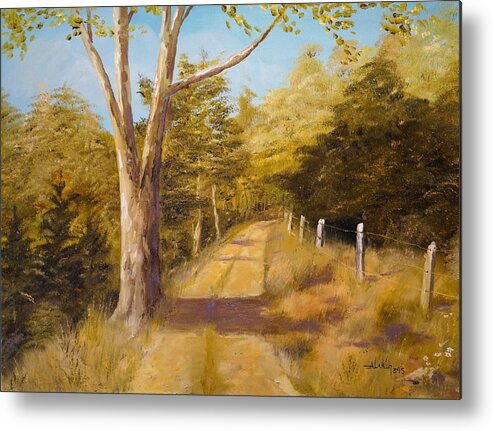 Landscape Metal Print featuring the painting Back Road by Alan Lakin