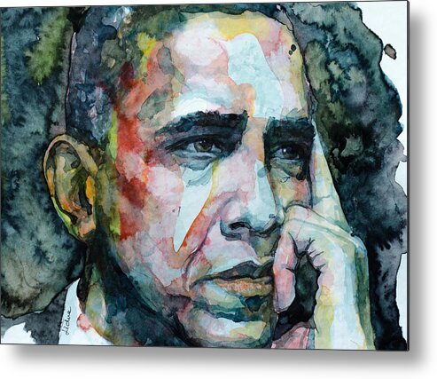 Obama Metal Print featuring the painting Barack by Laur Iduc