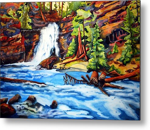 Watercolor Metal Print featuring the painting Baring Falls by Gerald Carpenter