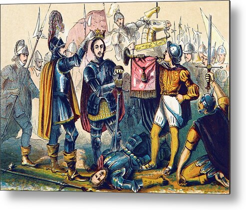 History Metal Print featuring the photograph Battle Of Bosworth, Henry Vii Crowning by British Library