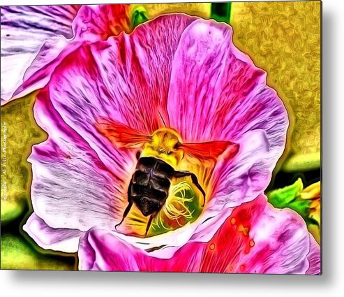 Pink Metal Print featuring the photograph Bee here in Colour by Al Fritz