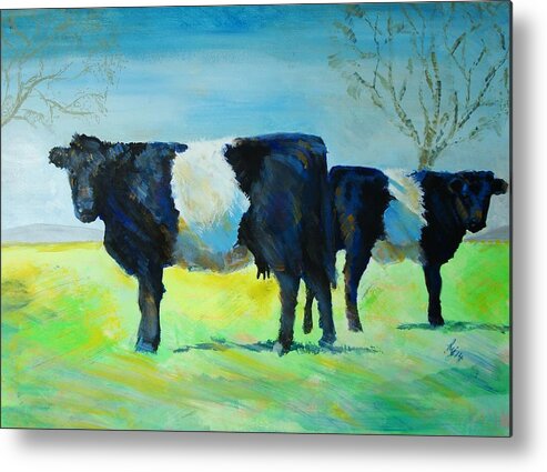 Belted Metal Print featuring the painting Belted Galloway Cows by Mike Jory