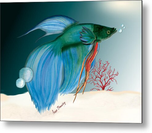 Fish Metal Print featuring the painting Beta Fish by Anne Beverley-Stamps