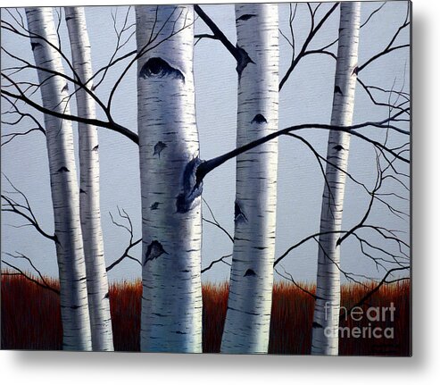Birch Metal Print featuring the painting Birch Trees Upon the Horizon by Christopher Shellhammer