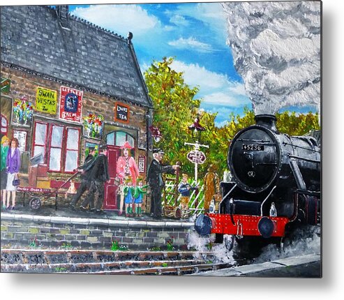 Black Metal Print featuring the painting Black Five at Darley Dale by Asa Jones