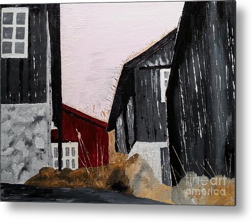 Houses Metal Print featuring the painting Black houses by Susanne Baumann