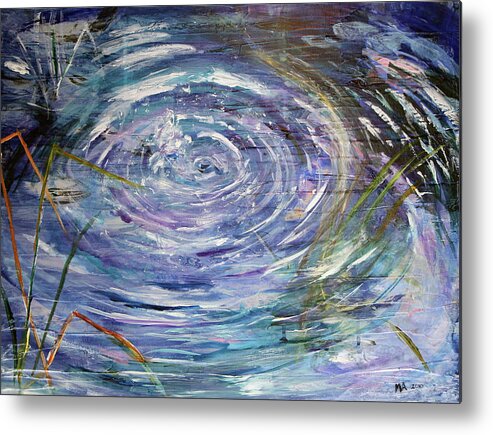 Ponds Metal Print featuring the painting Blue Ripple Pond by Madeleine Arnett