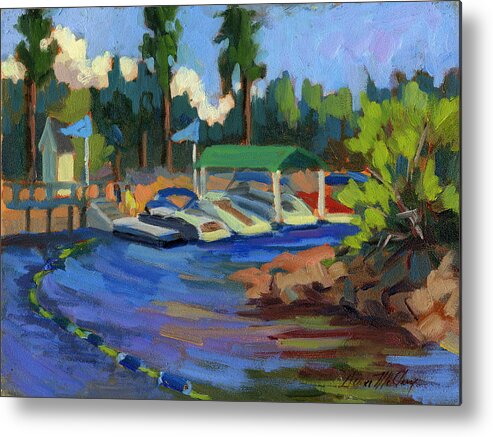 Lake Arrowhead Metal Print featuring the painting Boating at Lake Arrowhead by Diane McClary