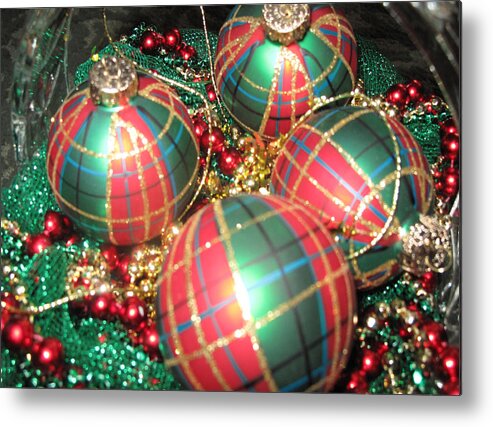 Ornaments Metal Print featuring the photograph Bowl of Christmas Colors by Barbara McDevitt