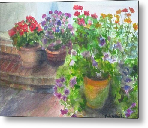 Watercolor Metal Print featuring the painting Brick and Terracotta by Paula Pagliughi