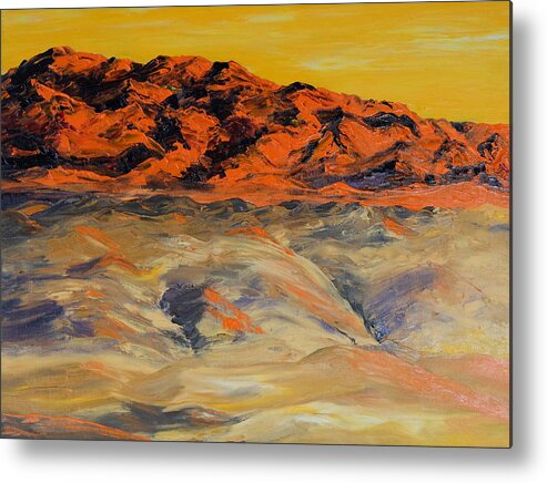 Sunlit Mountains Metal Print featuring the painting Brilliant Montana Mountains and Foothills by Cheryl Nancy Ann Gordon