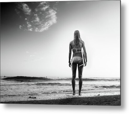 Recreational Pursuit Metal Print featuring the photograph B&w Surfer by Michaelsvoboda
