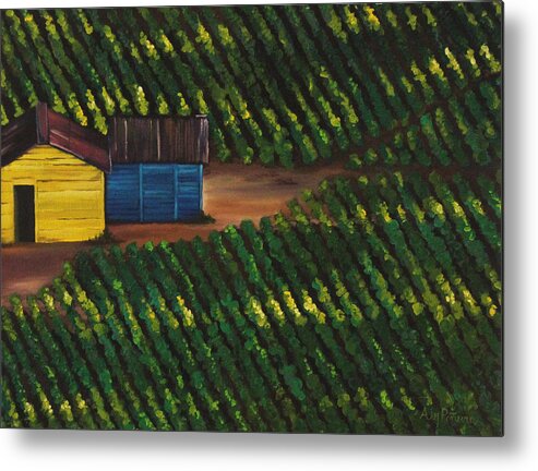 Landscape Metal Print featuring the painting Cabbage Field by Alejandra Pineiro
