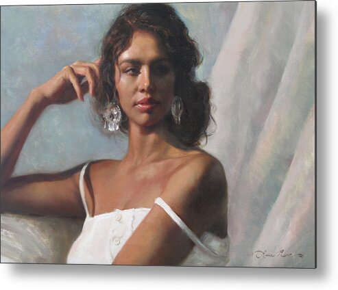 Beautiful Woman Metal Print featuring the painting California Beauty by Anna Rose Bain