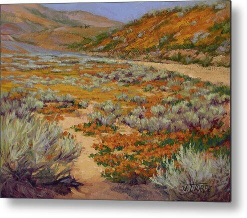 Poppies Metal Print featuring the painting California Poppies by Jane Thorpe