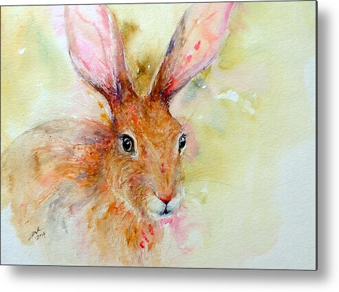 Hare Metal Print featuring the painting Camouflage Brown Hare by Arti Chauhan