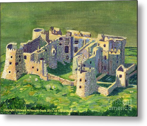 Carew Castle Metal Print featuring the painting Carew Castle Aerial Painting by Edward McNaught-Davis