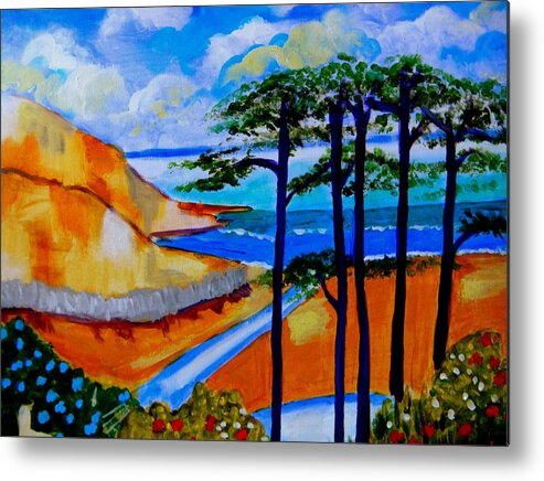 Seaside Metal Print featuring the painting Caswell Bay Wales by Rusty Gladdish