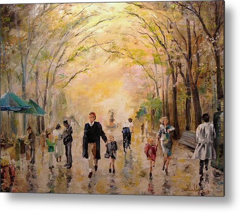 Central Park Metal Print featuring the painting Central Park Early Spring by Alan Lakin